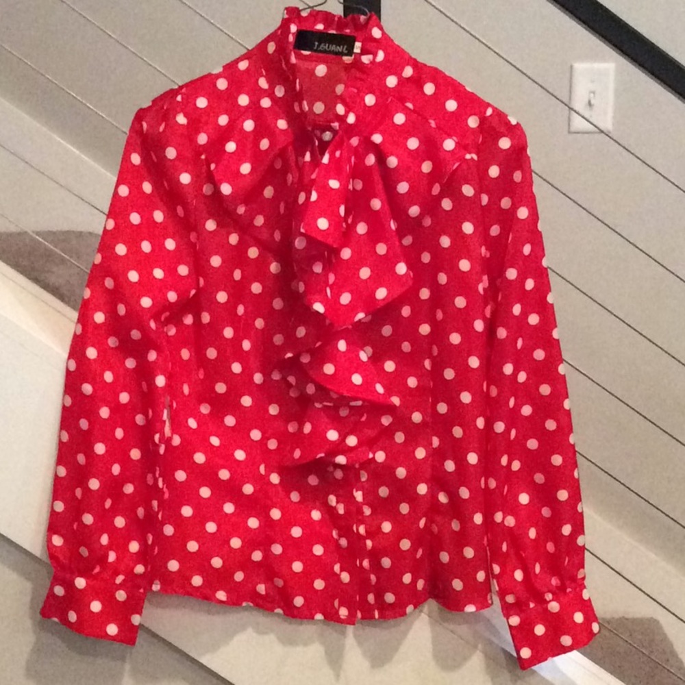 Red w/white Polka dots blouse